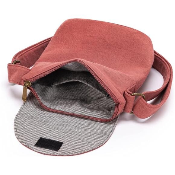 Women's Retro Small Size Canvas Shoulder Bag Orange - Picture 5 of 6